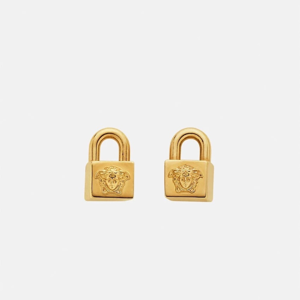NEW VERSACE PADLOCK STUD EARRINGS